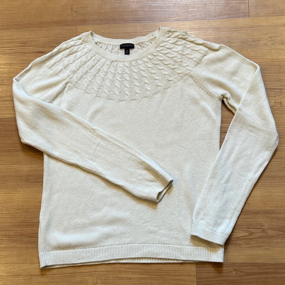 Talbots Women's Ivory Cable Knit Sweater
